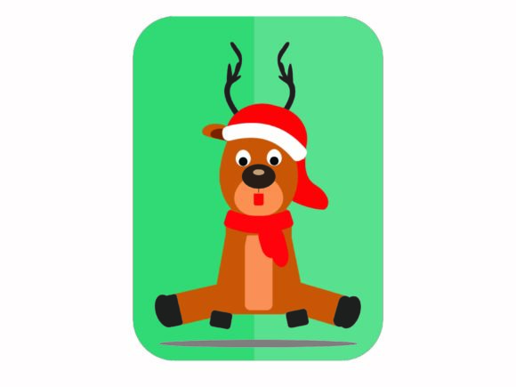 Christmas Deer Card Green Graphics & Illustrations Review