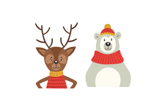 Christmas Reindeer Polar Bear Graphics & Illustrations