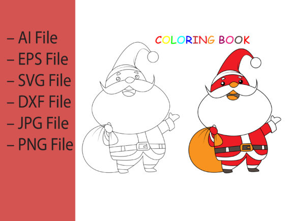 Coloring Cute Christmas Santa Clause Graphics & Illustrations