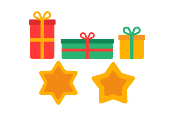 Gift Boxes and Tree Topper Graphics for Holiday Illustrations