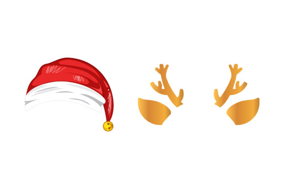 Hat and Horn Christmas Vector Graphics & Illustrations