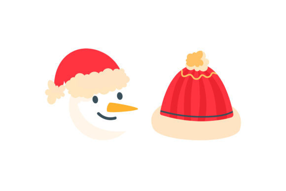 Snowman and Hat Christmas Vector Icon for Graphics