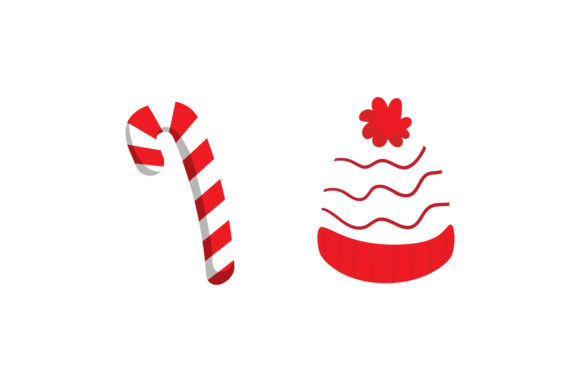 Stick Candy and Hat Christmas Set Graphics & Illustrations