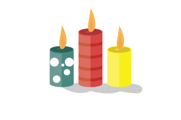 Three Color Christmas Candle Illustration Graphics Review